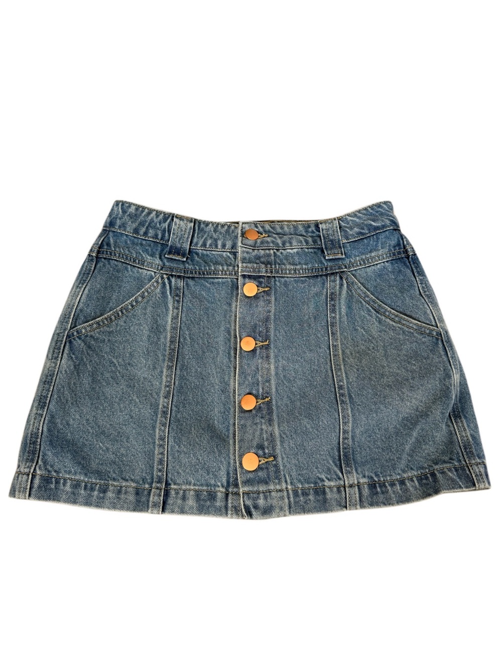 Y2K Preppy Altar'd State Blue Button-Front Denim Mini Skirt Size Small
